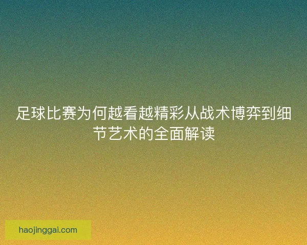 足球比赛为何越看越精彩从战术博弈到细节艺术的全面解读