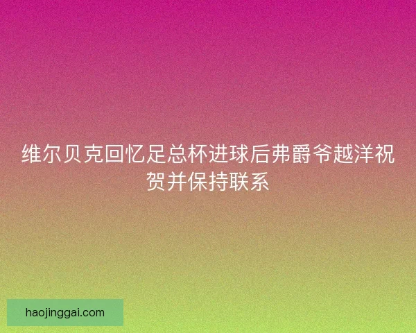 维尔贝克回忆足总杯进球后弗爵爷越洋祝贺并保持联系